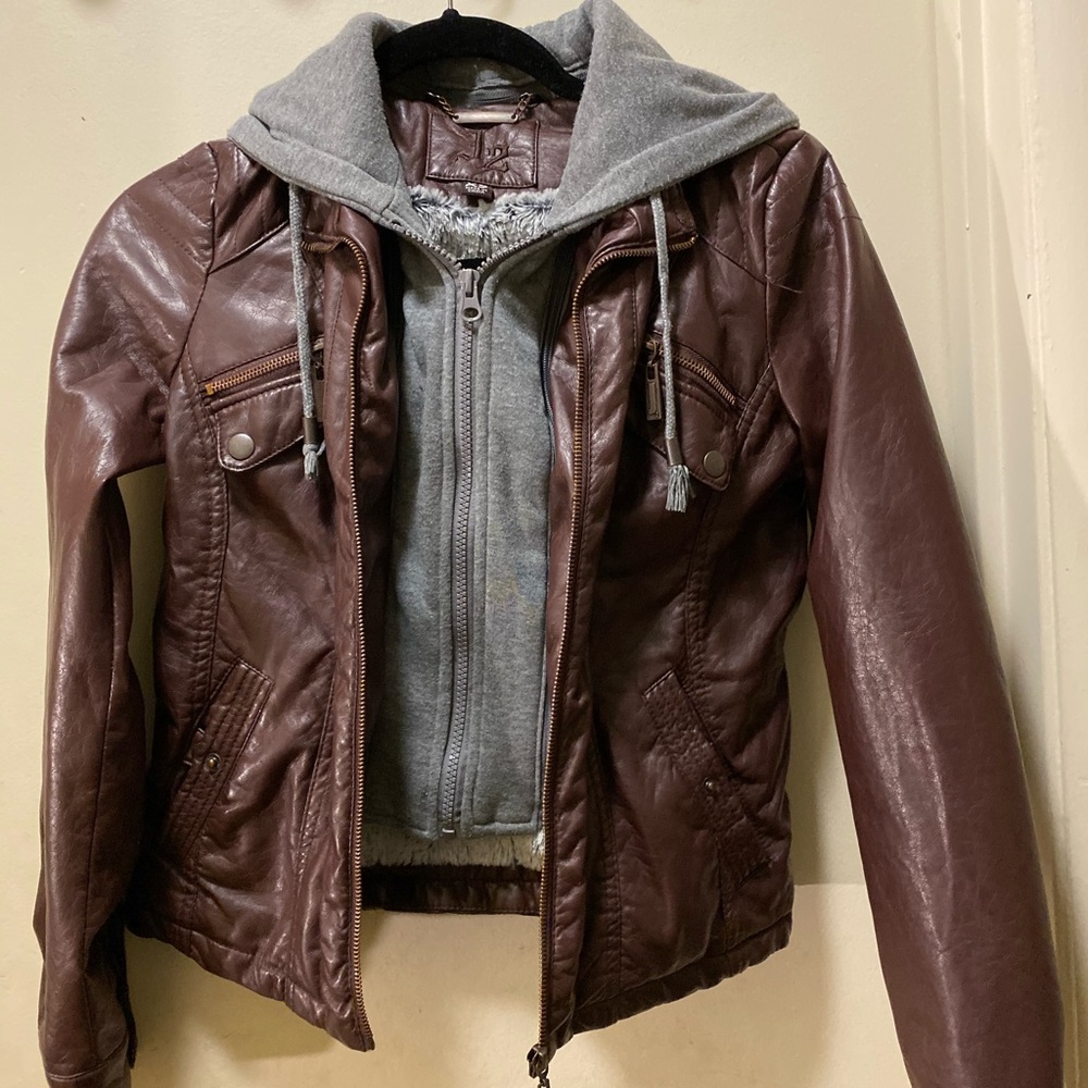 Burgundy leather jacket